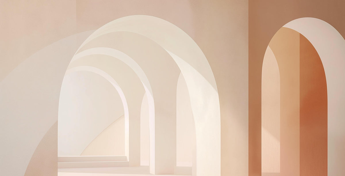 Papier peint trompe-l'œil arches peintes