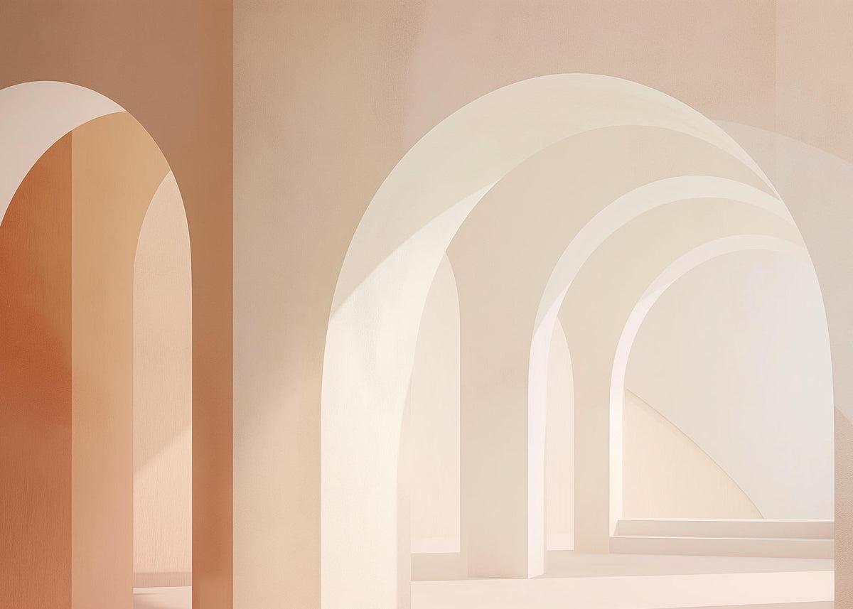 Papier peint trompe-l'œil arches peintes