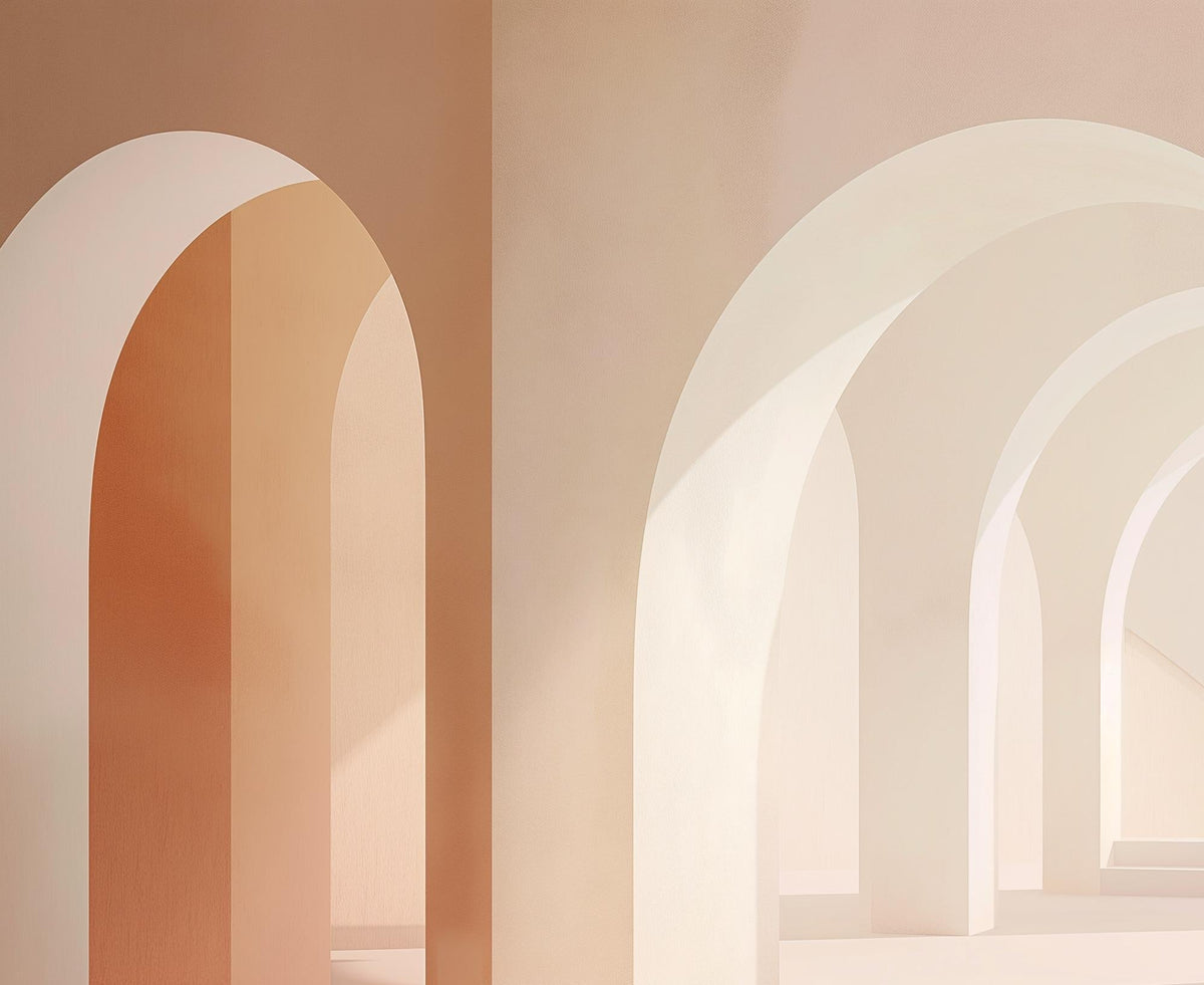 Papier peint trompe-l'œil arches peintes
