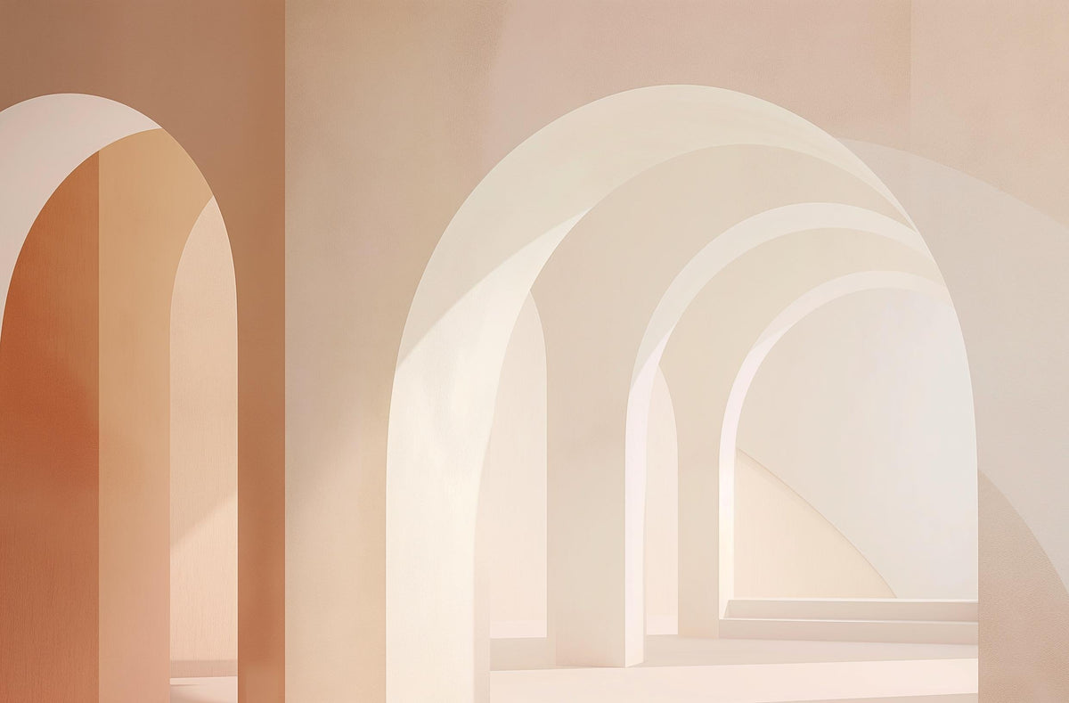 Papier peint trompe-l'œil arches peintes