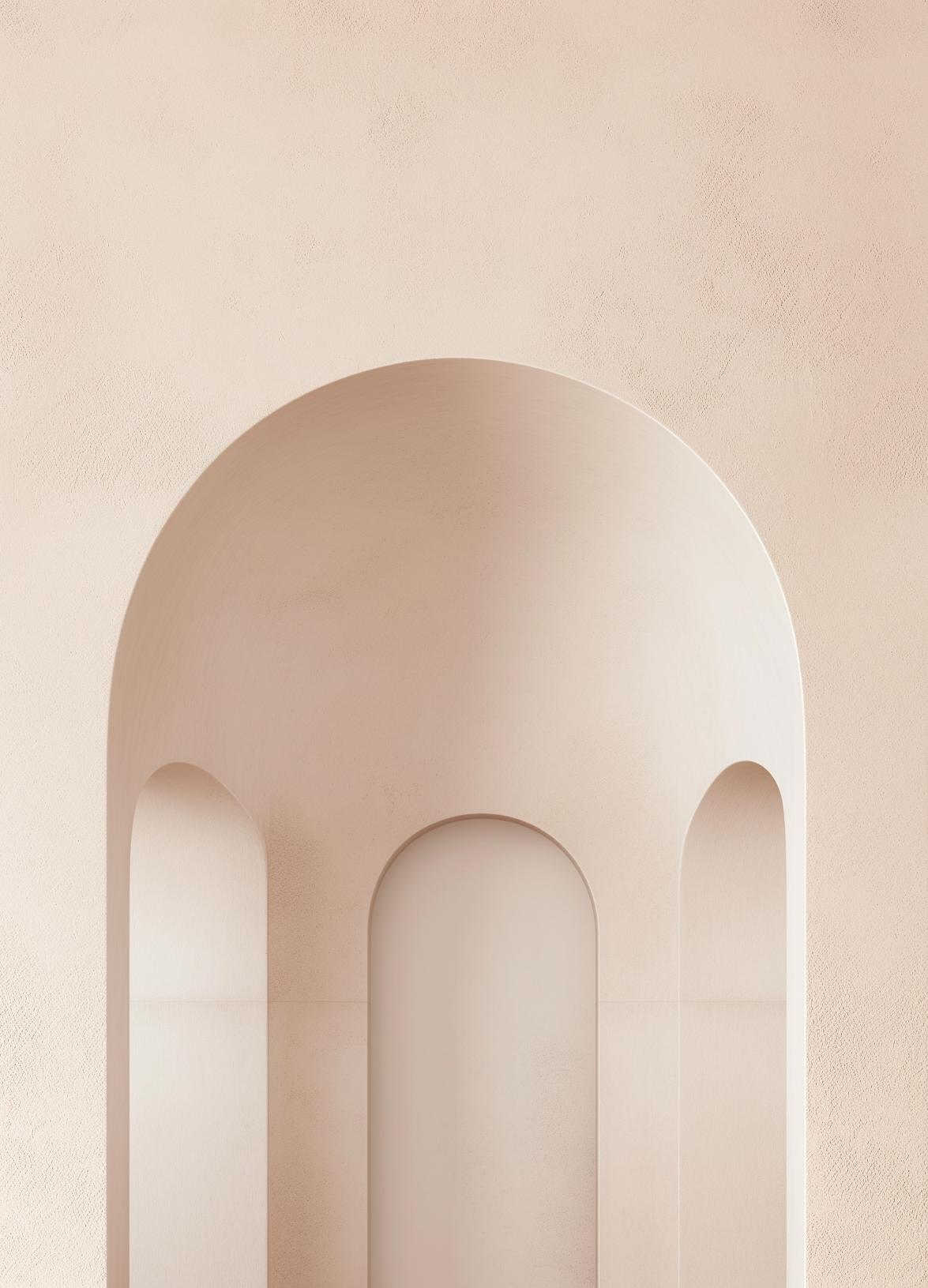 Papier peint trompe-l'œil trois arches 3D