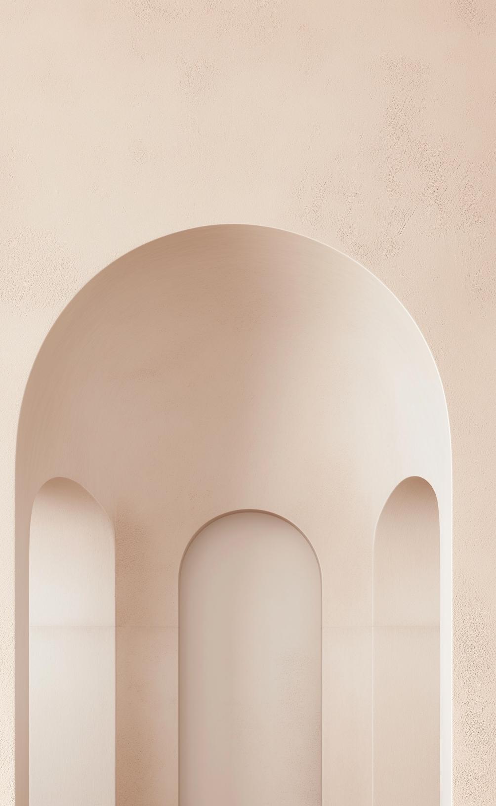 Papier peint trompe-l'œil trois arches 3D