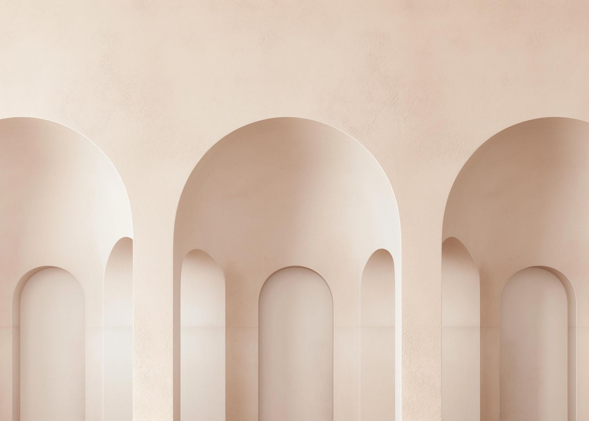 Papier peint trompe-l'œil trois arches 3D