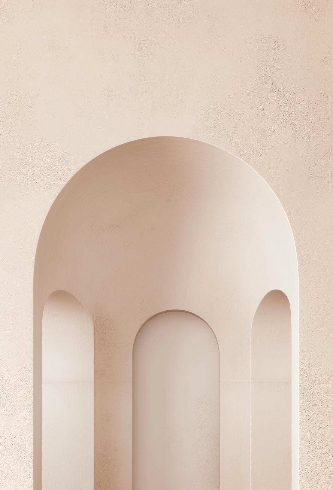 Papier peint trompe-l'œil trois arches 3D