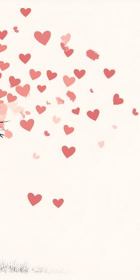 Papier peint arbre en cœurs romantique