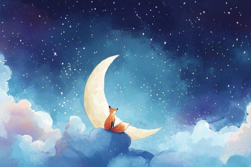 Papier peint chambre enfant renard et lune