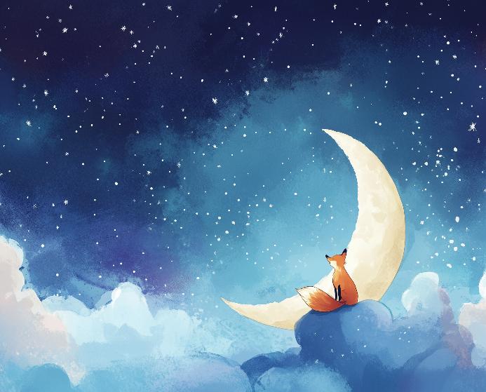 Papier peint chambre enfant renard et lune