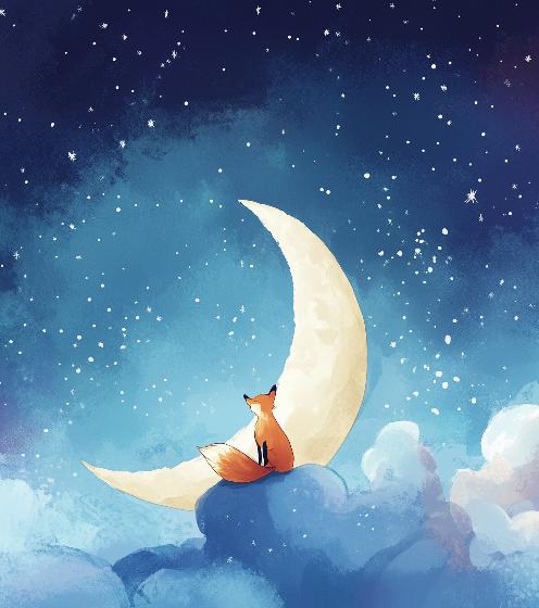 Papier peint chambre enfant renard et lune