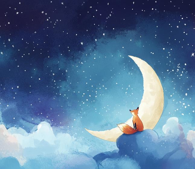 Papier peint chambre enfant renard et lune