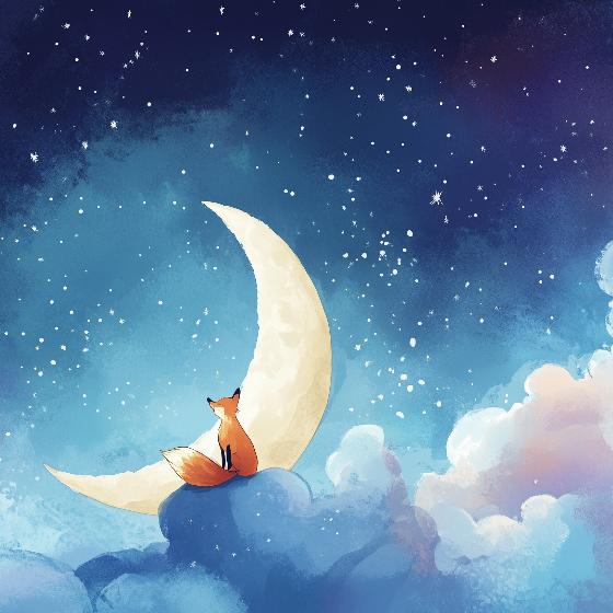 Papier peint chambre enfant renard et lune