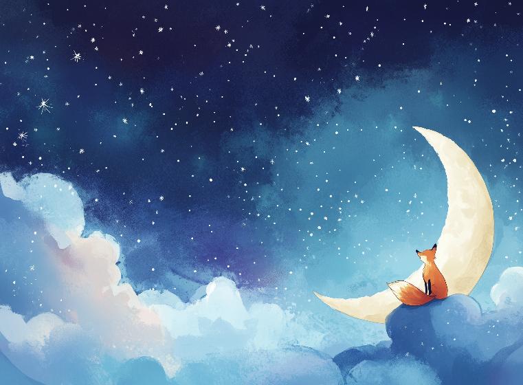 Papier peint chambre enfant renard et lune