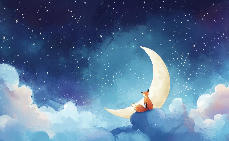 Papier peint chambre enfant renard et lune
