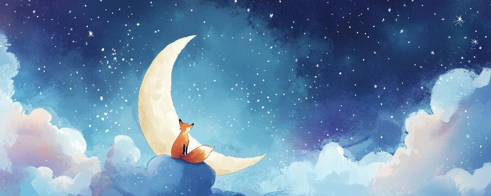Papier peint chambre enfant renard et lune