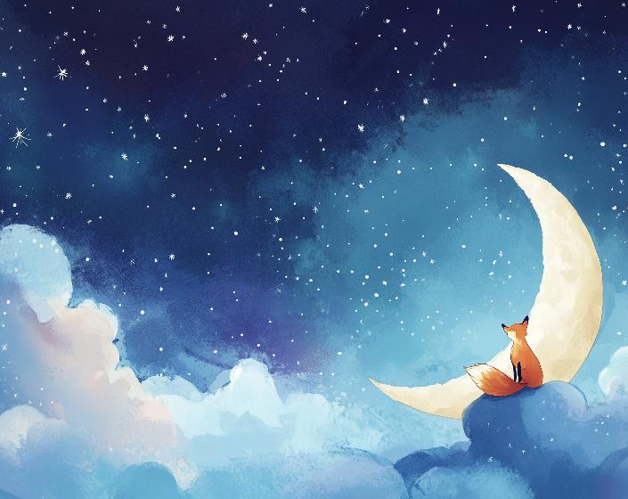 Papier peint chambre enfant renard et lune
