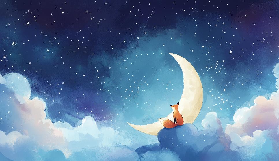 Papier peint chambre enfant renard et lune