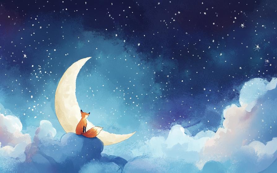 Papier peint chambre enfant renard et lune