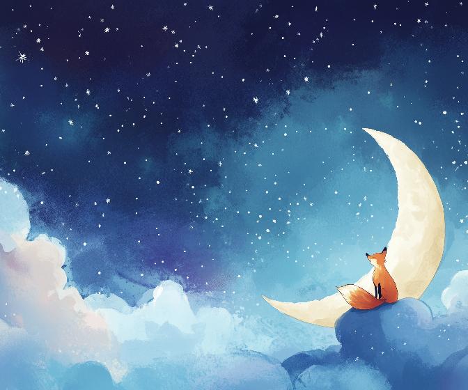 Papier peint chambre enfant renard et lune