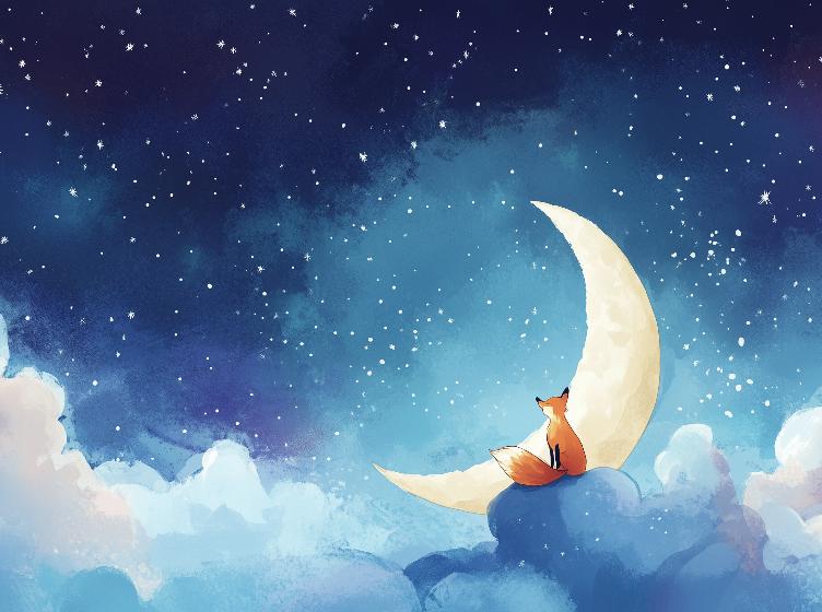 Papier peint chambre enfant renard et lune