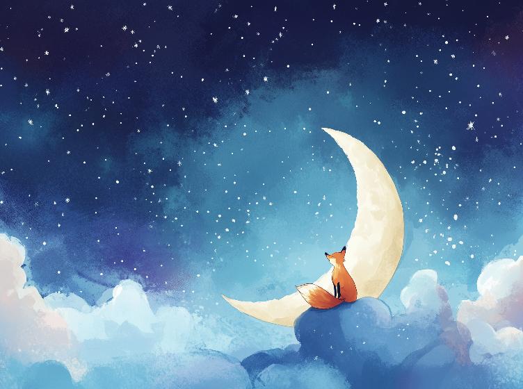 Papier peint chambre enfant renard et lune