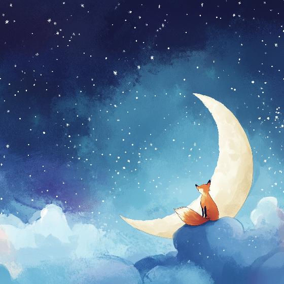 Papier peint chambre enfant renard et lune