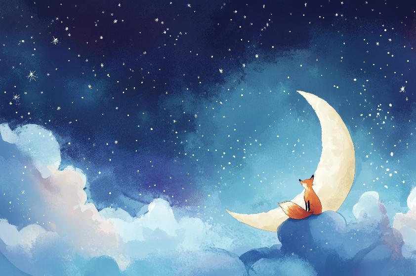 Papier peint chambre enfant renard et lune
