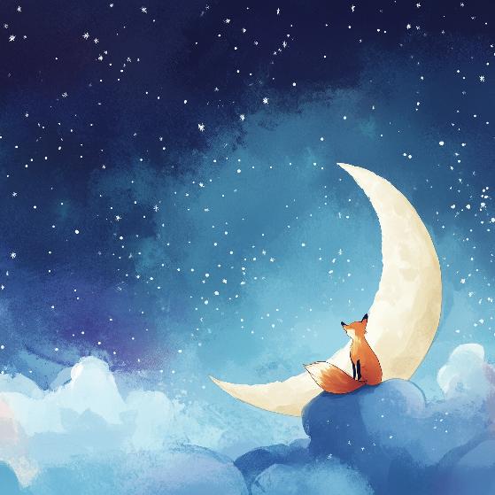 Papier peint chambre enfant renard et lune