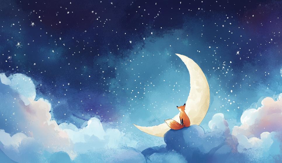 Papier peint chambre enfant renard et lune