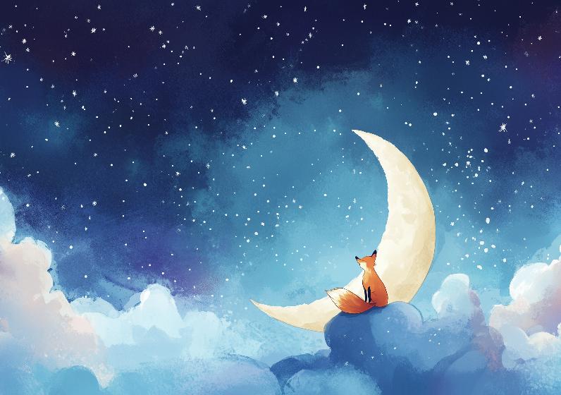 Papier peint chambre enfant renard et lune