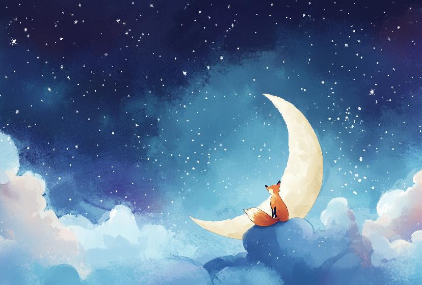 Papier peint chambre enfant renard et lune