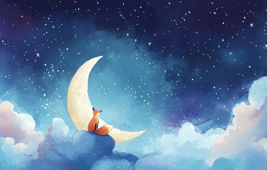 Papier peint chambre enfant renard et lune