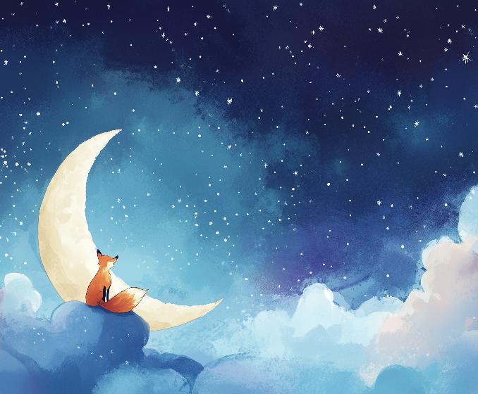Papier peint chambre enfant renard et lune