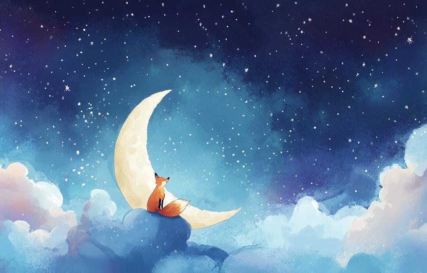 Papier peint chambre enfant renard et lune