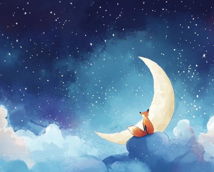 Papier peint chambre enfant renard et lune
