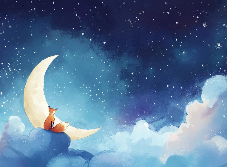 Papier peint chambre enfant renard et lune