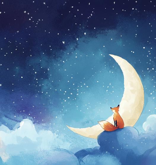 Papier peint chambre enfant renard et lune