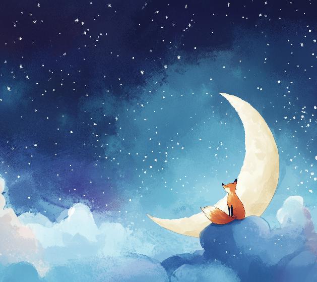 Papier peint chambre enfant renard et lune