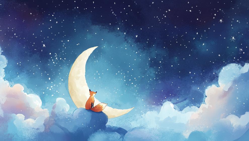 Papier peint chambre enfant renard et lune