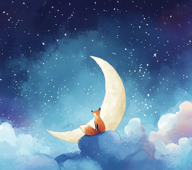 Papier peint chambre enfant renard et lune