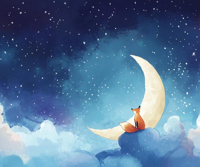 Papier peint chambre enfant renard et lune