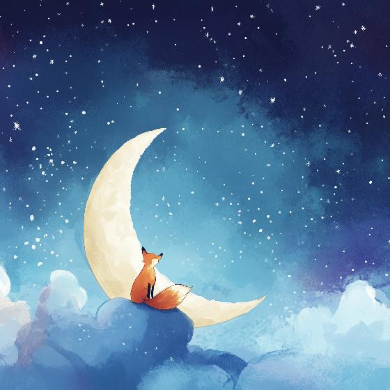 Papier peint chambre enfant renard et lune