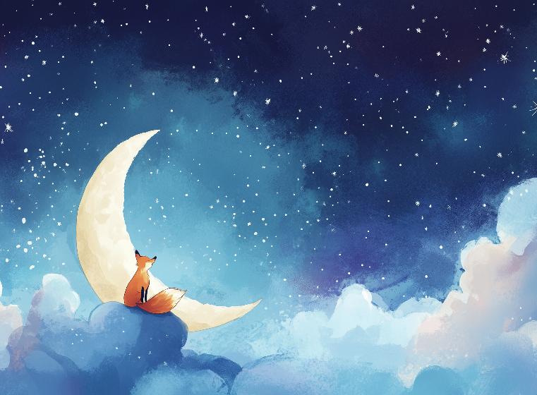 Papier peint chambre enfant renard et lune
