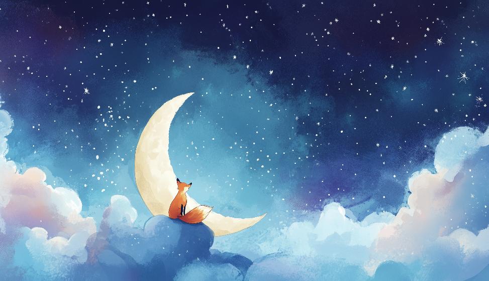 Papier peint chambre enfant renard et lune
