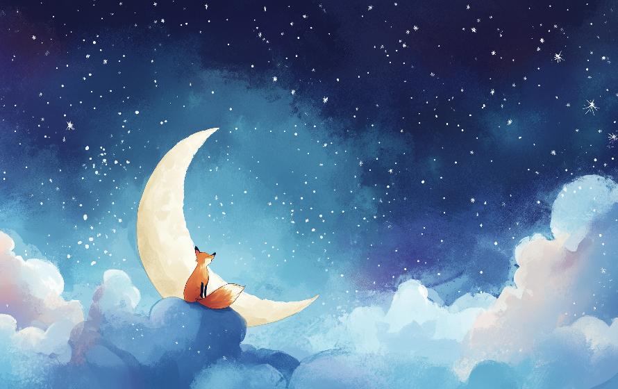 Papier peint chambre enfant renard et lune