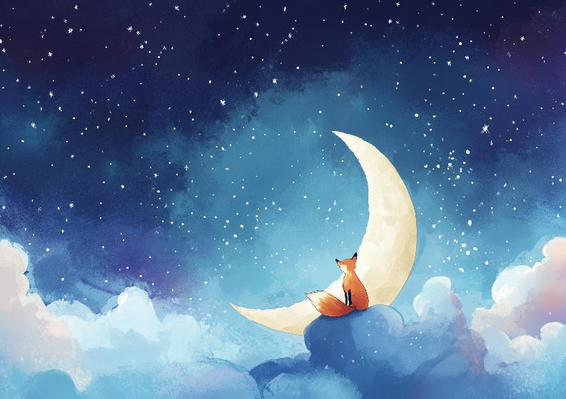 Papier peint chambre enfant renard et lune
