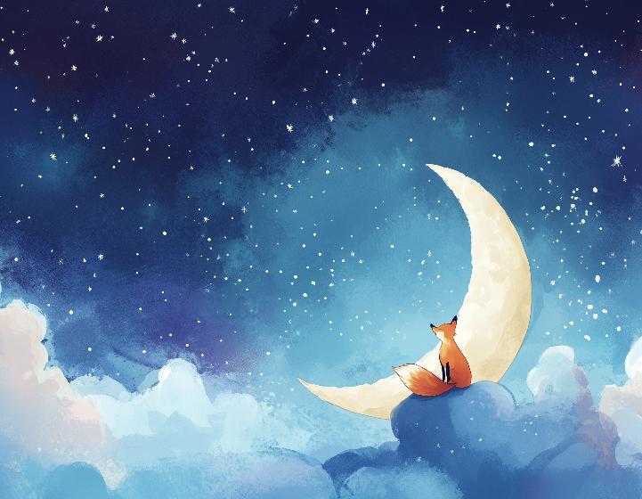 Papier peint chambre enfant renard et lune