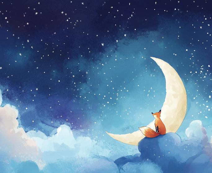 Papier peint chambre enfant renard et lune