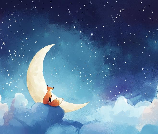 Papier peint chambre enfant renard et lune