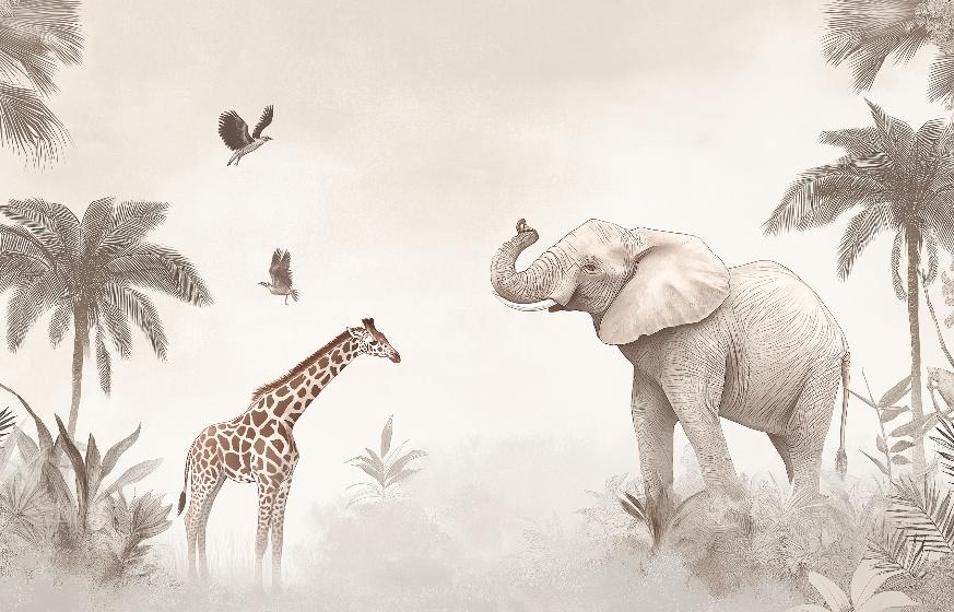 Papier peint animaux sauvages savane enfant