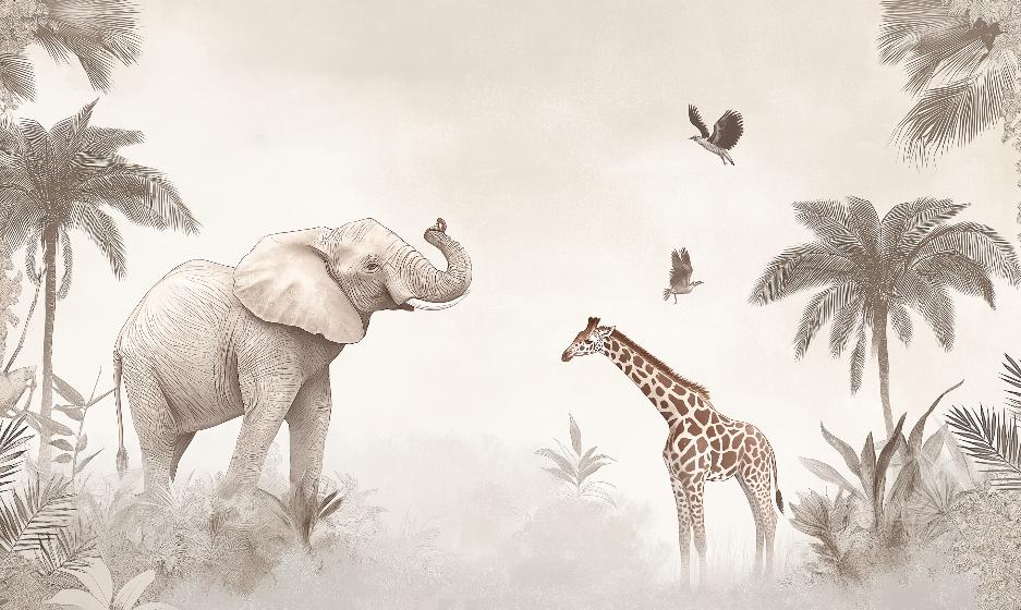 Papier peint animaux sauvages savane enfant