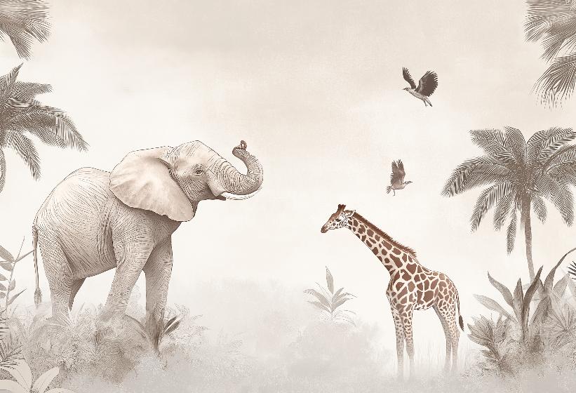 Papier peint animaux sauvages savane enfant